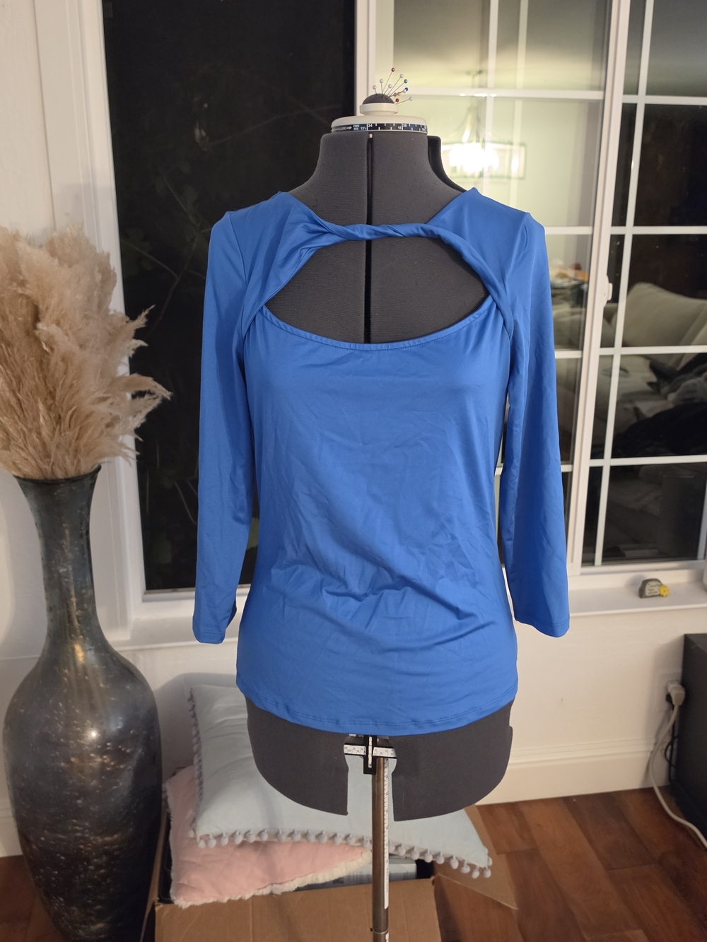 Boston Proper Royal Blue Twist-Detail Long Sleeve Top